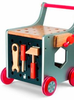 andador de madera porta herramientas de juguete para niños cortadas en router cnc