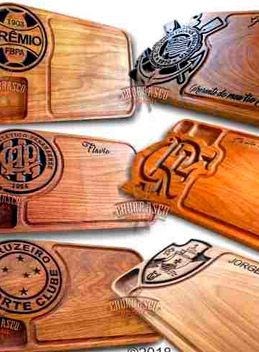  seis tablas de picar con aplicacion de logotipos cortadas y grabadas con router cnc